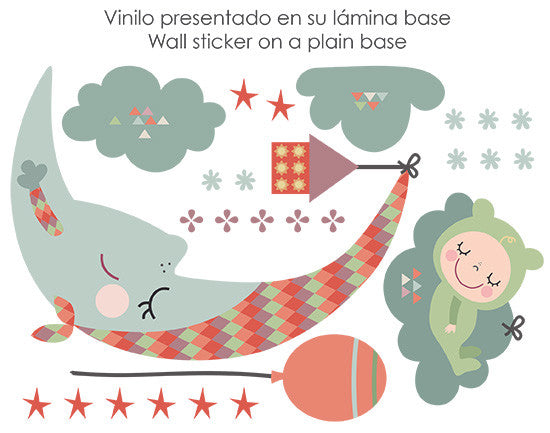 Vinilo infantil bebe en la luna imagine