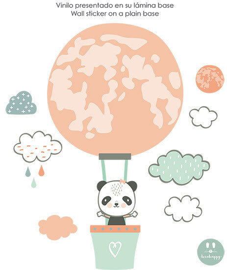 Vinilo infantil panda globo luna