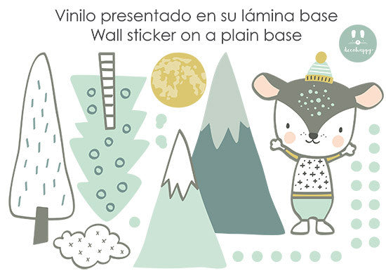 Vinilo infantil Cervatillo nieve mentas