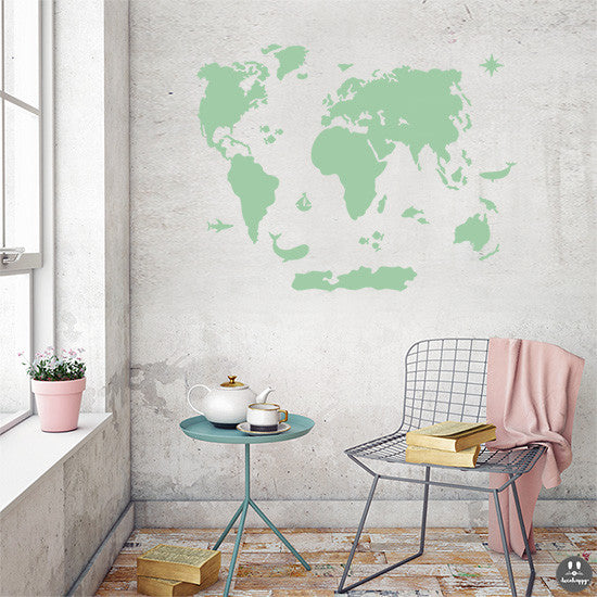 Color World Map Sticker Colorful world map wall sticker – Decohappy