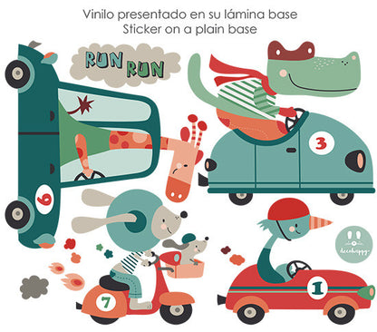 Vinilo infantil Coches felices