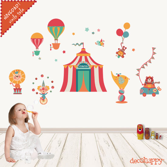 vinilo infantil de tela circo happy