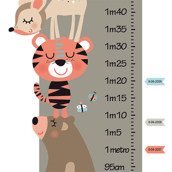 Vinilo infantil medidor animales mapamundi neutro