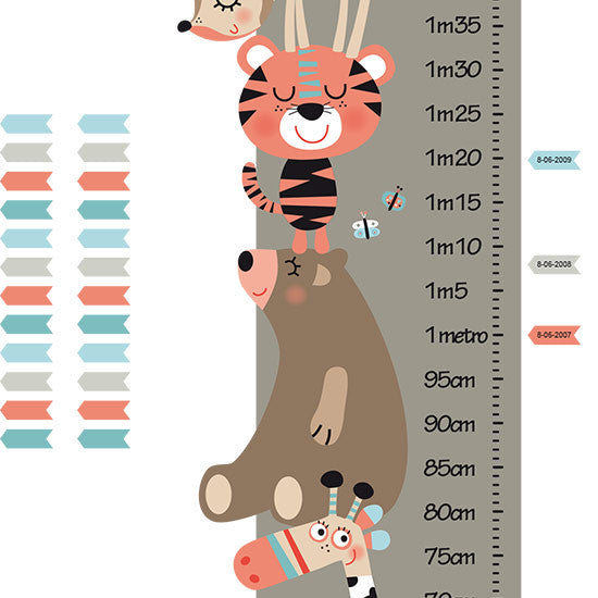 Vinilo infantil medidor animales mapamundi neutro