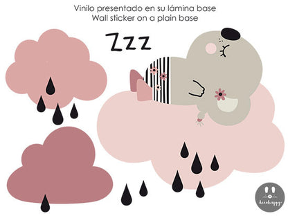 Vinilo Koala rosa dormido Zzz