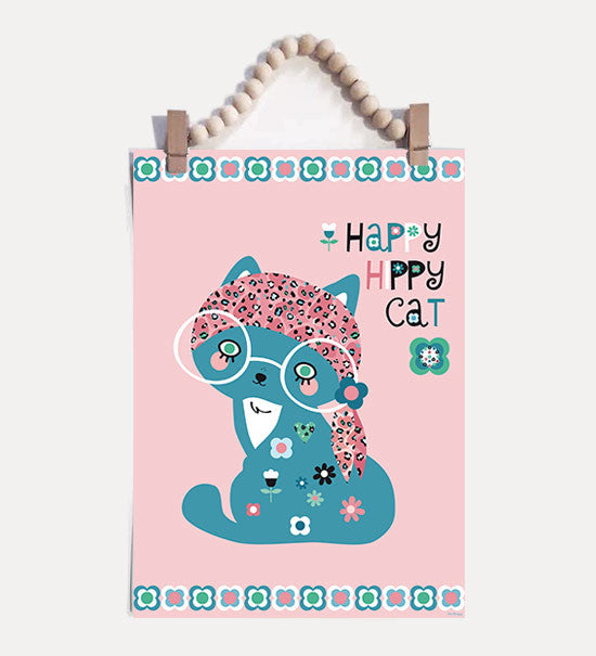 Lámina happy hippy cat