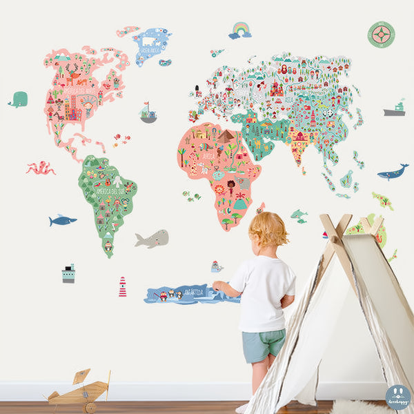 vinilos infantiles mapamundi - Descubre el mundo con tu hijo. – Decohappy