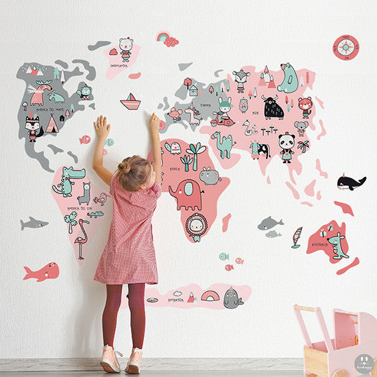 Mapamundi realista Montessori ♥ Vinilos mapas infantiles