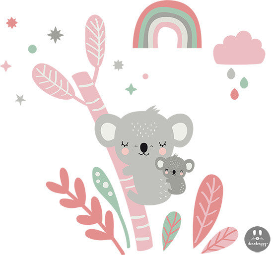 Vinilo Koalas love rosa