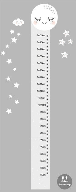 Vinilo infantil medidor luna amorosa blanca