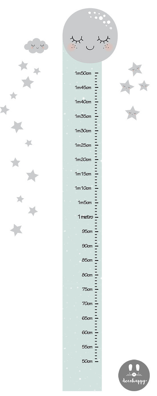 Vinilo infantil medidor luna amorosa menta