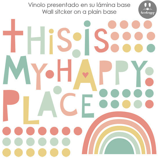 Vinilo frase This is my happy place colores