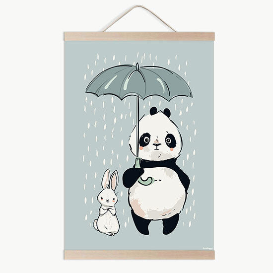 Lámina infantil panda rain