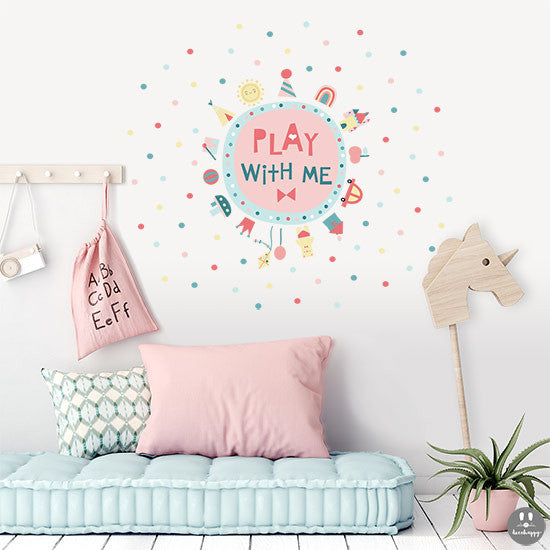 Vinilo infantil play with me rosa