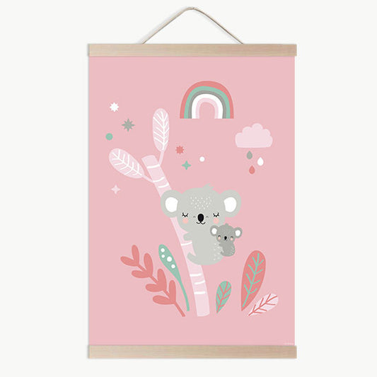 Lámina infantil koalas love rosas