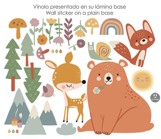 Vinilo infantil bosque feliz oso bamby