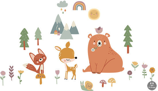 Vinilo infantil bosque feliz oso bamby