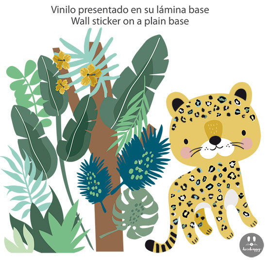 Vinilos infantiles leopardo bebe salvaje