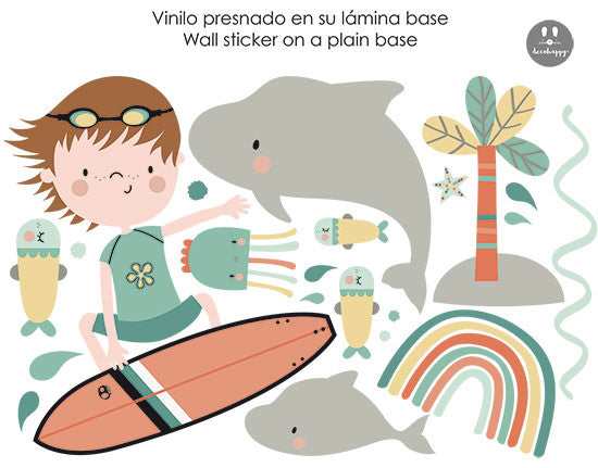 Vinilo infantil peque surf colores