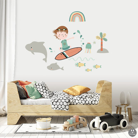 Vinilo infantil peque surf colores