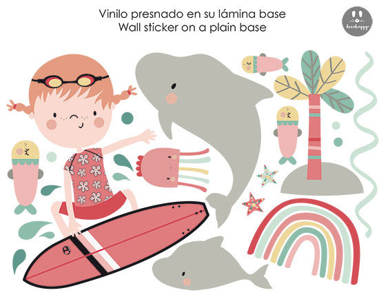 Vinilo infantil chica surf