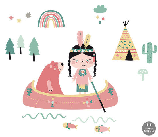 Vinilo infantil chica india apache