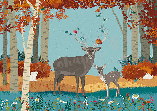 Mural infantil ciervos del bosque