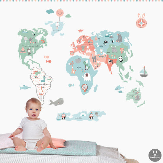 Vinilo bebe mapamundi baby