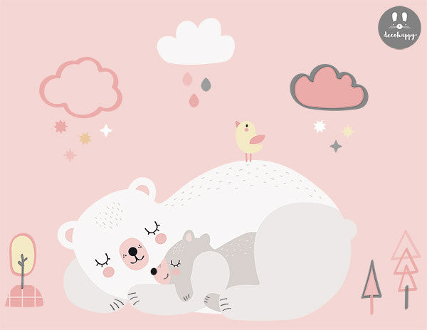 vinilos bebe oso y bebe dormidos blancos