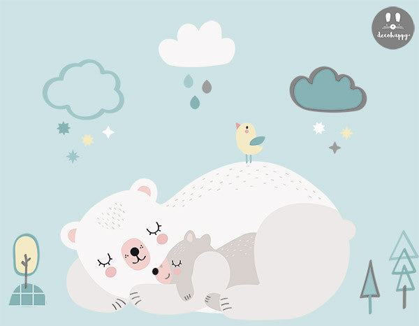 vinilos bebe oso y bebe dormidos blancos