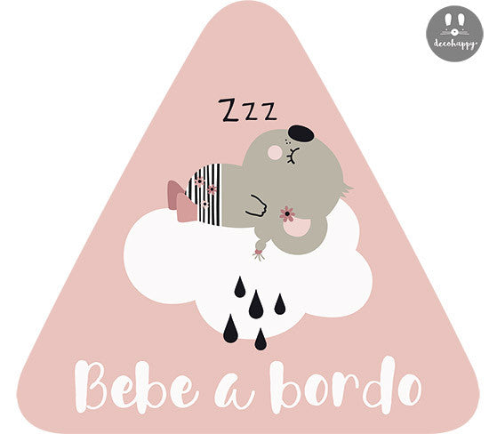 Bebe a bordo koala dormida rosa triángulo coche