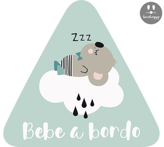 Bebe a bordo koala dormido menta