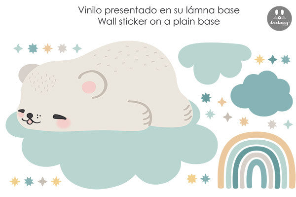 vinilos bebe oso dormido nube