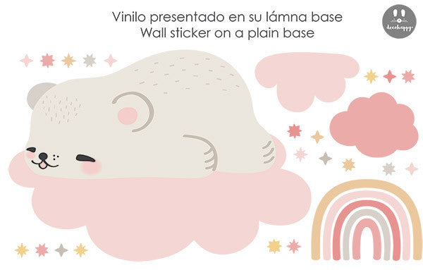 vinilos bebe oso dormido nube