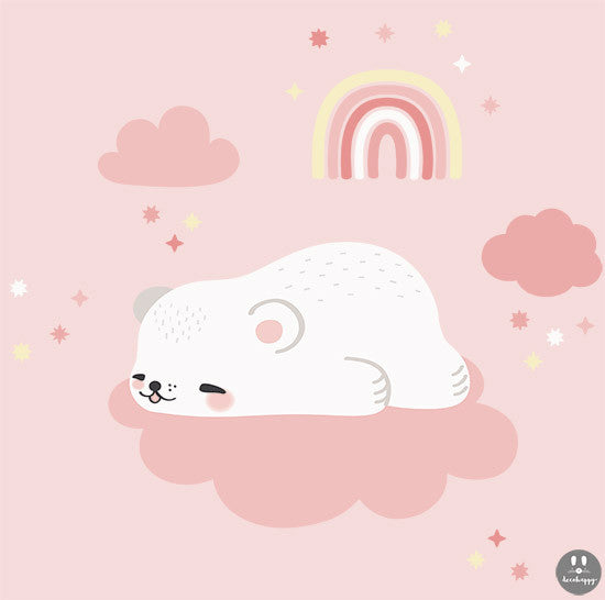 vinilo bebe oso dormido blanco nube