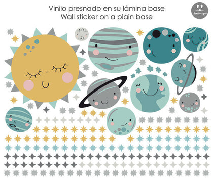 Vinilo infantil sistema solar mentas