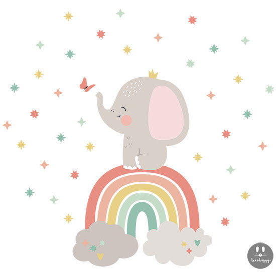 Vinilo bebe elefante del arcoíris