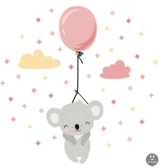 Vinilo bebe koala globo rosas