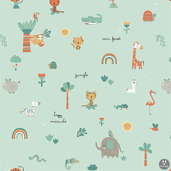 Papel pintado infantil selva happy