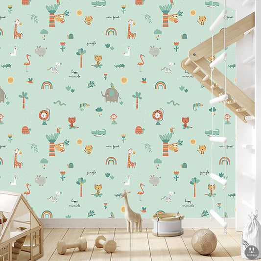 Papel pintado infantil selva happy