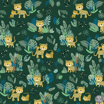 Papel pintado infantil tigres jungla salvaje fondo oscuro