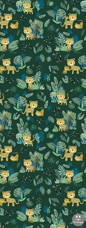 Papel pintado infantil tigres jungla salvaje fondo oscuro