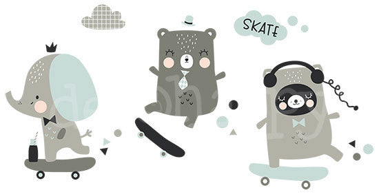 Vinilo bebe animales skate