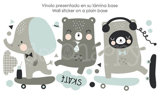 Vinilo bebe animales skate