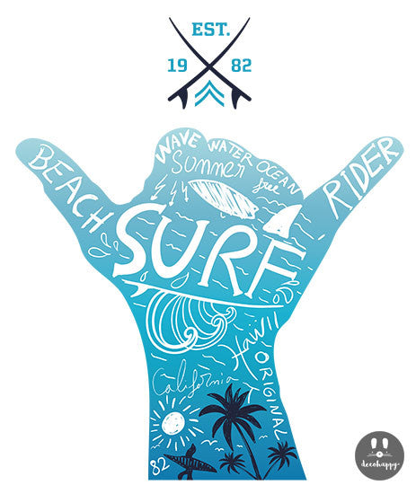 Vinilos juveniles Surf Rider Hand azul