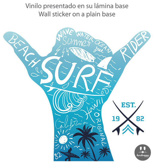 Vinilos juveniles Surf Rider Hand azul