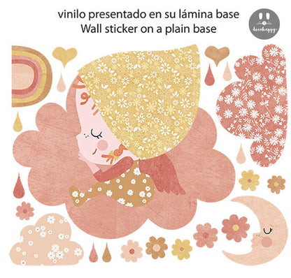 Vinilo infantil bebita dormido nube