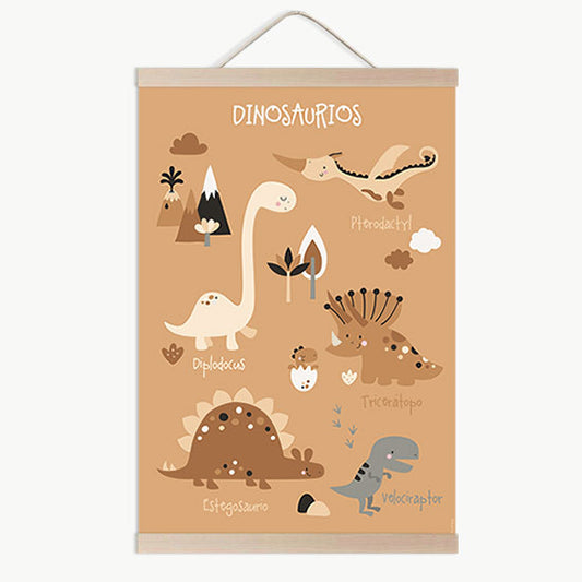 Lámina infantil dinosaurios beig