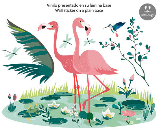 Vinilo infantil flamencos salvajes