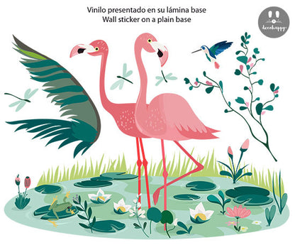 Vinilo infantil flamencos salvajes